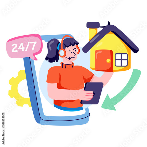 Trendy design illustration of estate helpline 