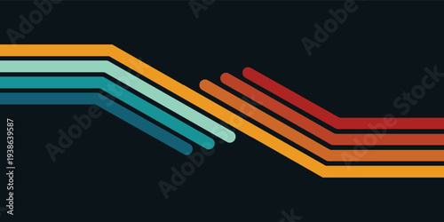 Retrofuturism poster design in trendy retro line style. Modern art poster retro vintage style 70s stripes background template lines shapes vector design