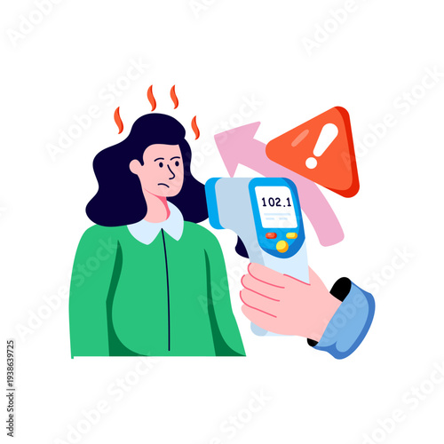 A colored design illustration of measure fever 