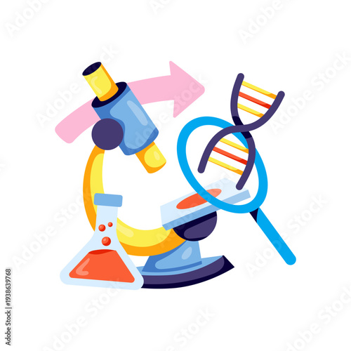 A flat design illustration of medical research 