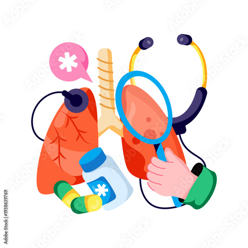 Modern design illustration of lungs checkup 