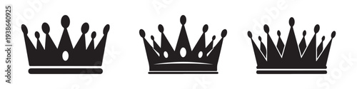 Three regal crown silhouettes