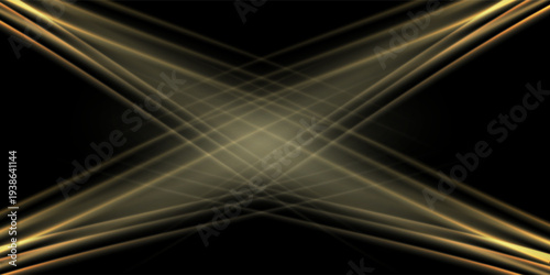 Abstract gold light rays on black background. Luxury motion blur effect for premium design, awards, or elegant celebration backdrop