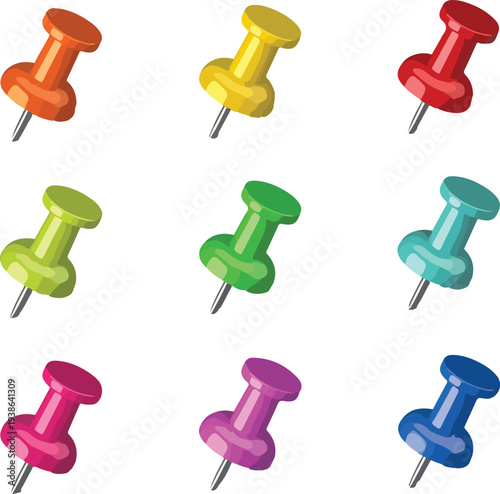 set of colored push pins