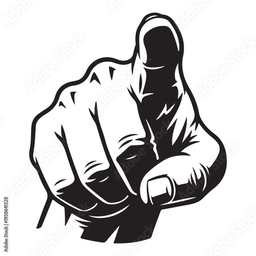 Mans hand pointing finger forward gesture