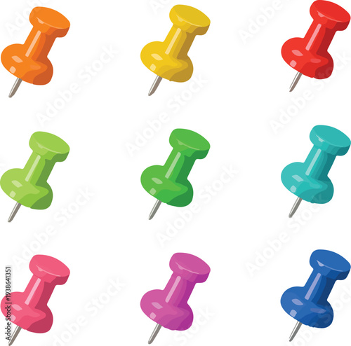 set of colored push pins