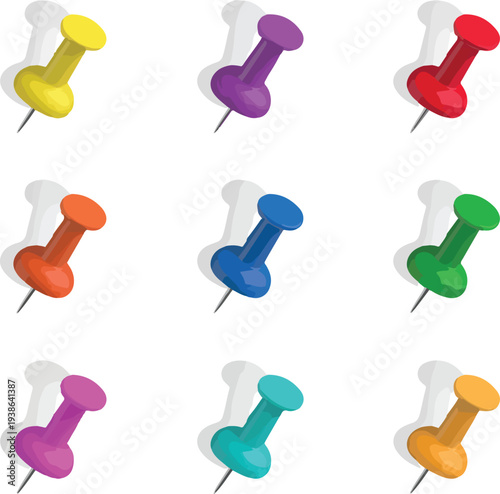 set of colored push pins