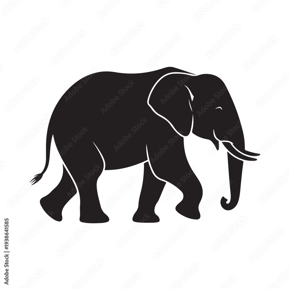 Fototapeta premium Elephant Silhouette Minimalist Black Simple Illustration for Wildlife Conservation