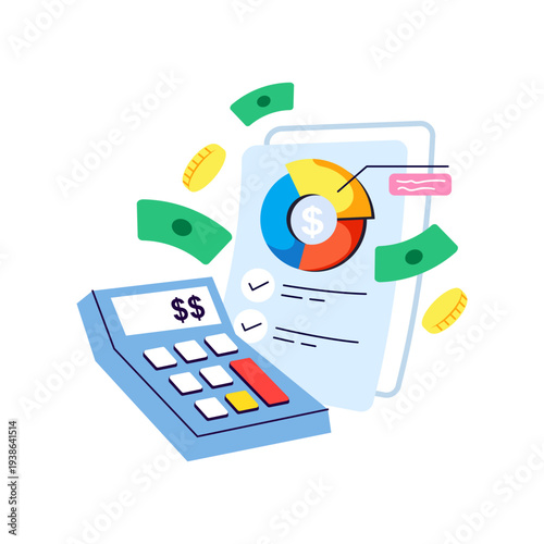 Editable design illustration of business calculation 