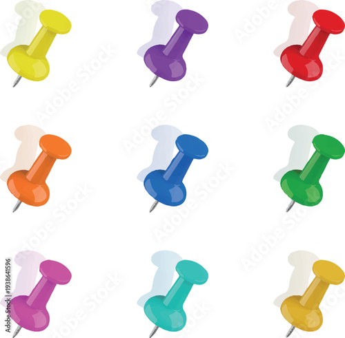 push pins isolated on white