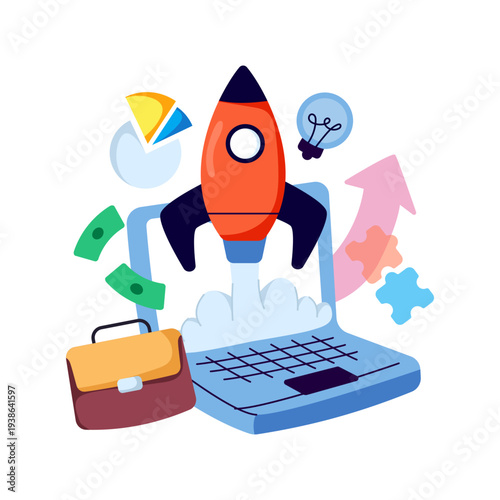 Perfect design illustration of business launch 