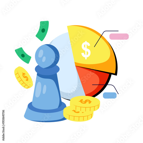 A colored design illustration of financial strategy 