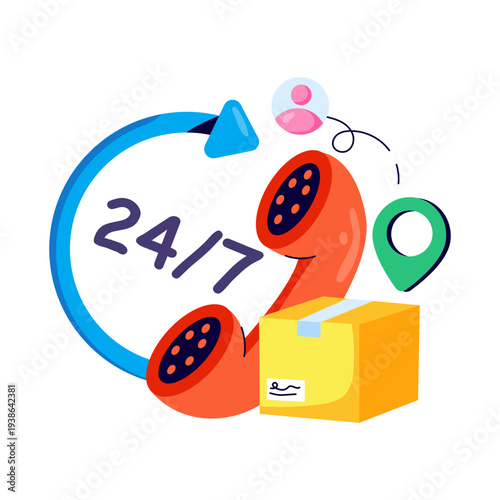 Creative design illustration of 24 hr delivery service 