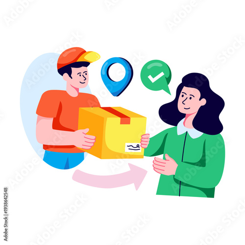 A unique design illustration of receive parcel