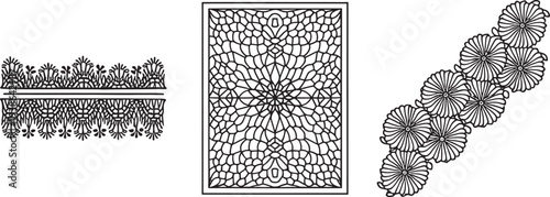 Intricate floral patterns and designs in black and white