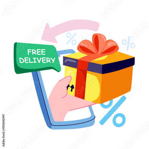 An editable design illustration of free delivery 