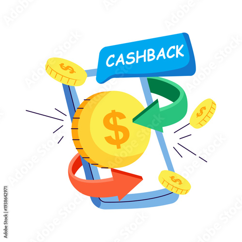 Editable design illustration of cashback 