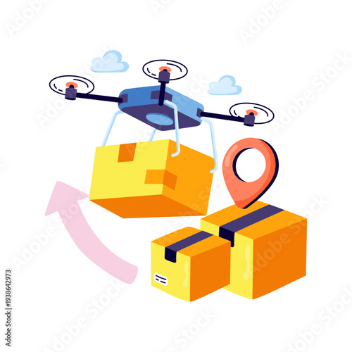 Modern design illustration of drone delivery