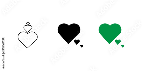 Simple outline heart icon set. representing love, romance, emotion, relationship, and affection concept suitable for apps, social media, and design elements.