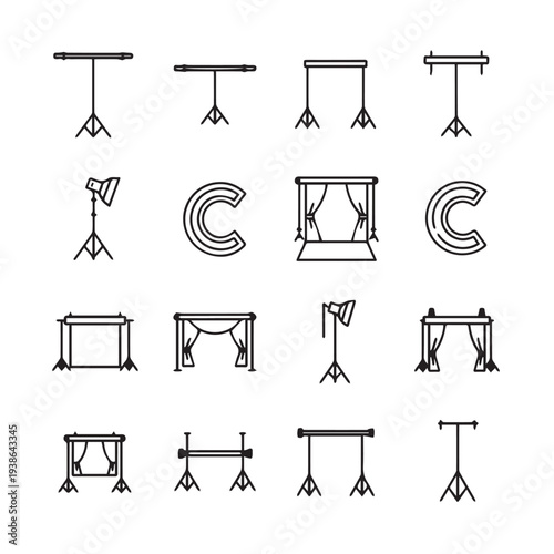 Photography Studio Equipment Icons and Symbols Collection