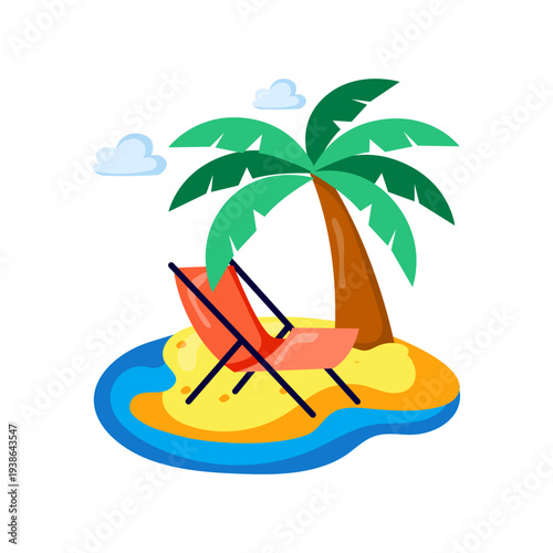 A colored design illustration of sunbath