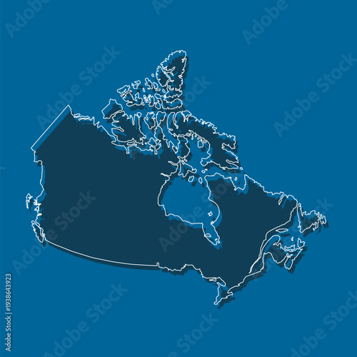 Vector outline map of Canada, line border country