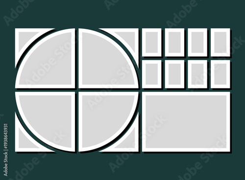 Template collage of thirteen frames, images, photo