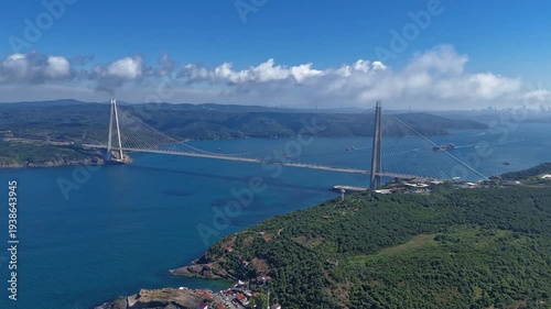 Time-lapse footage of Istanbul, Hagia Sophia, the Bosphorus bridges and harbor, and an aerial shot of a bridge shrouded in fog.