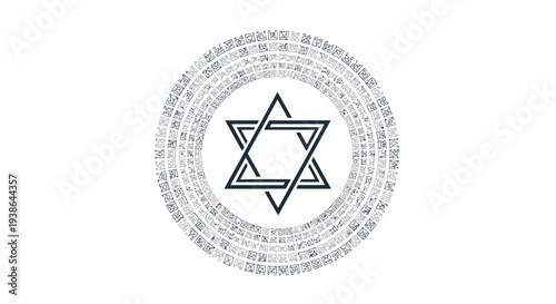 Star of David Symbol in Mystical Circle with Hebrew Letters