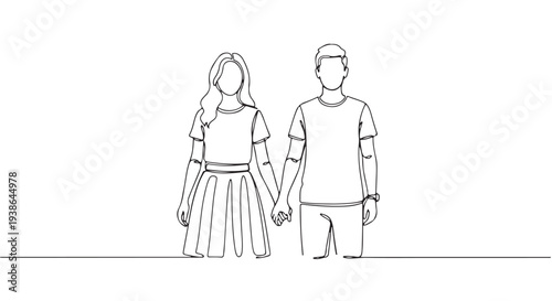 Couple Holding Hands Line Art - A Simple and Elegant Representation of Connection and Love