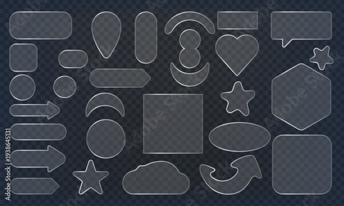 Gray transparent shapes on dark background checkered pattern