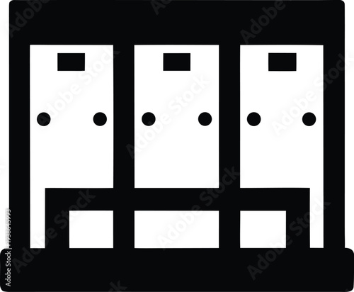 locker room with bench silhouette vector illustration on transparent background