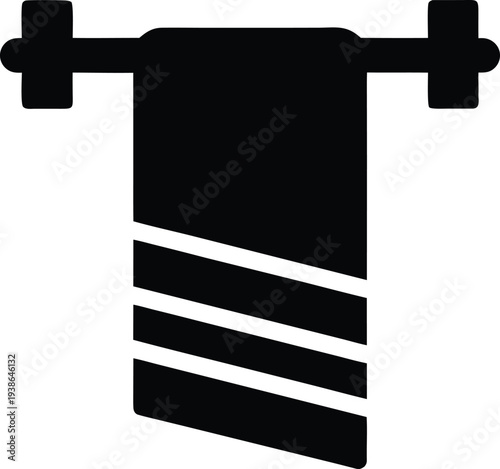 gym towel draped on bar silhouette vector illustration on transparent background