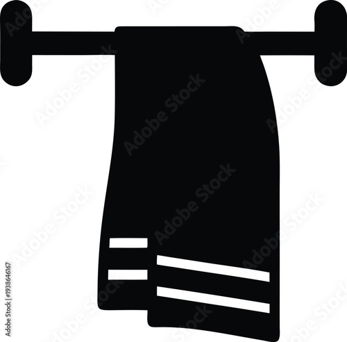gym towel draped on bar silhouette vector illustration on transparent background