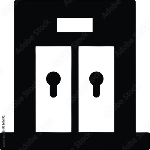 gym entrance door silhouette vector illustration on transparent background