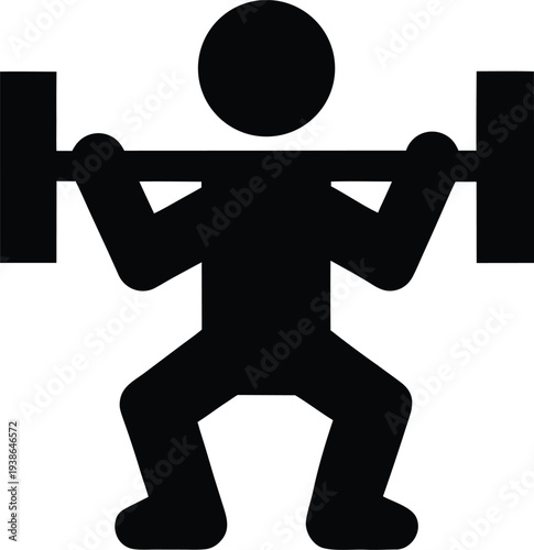barbell squat silhouette vector illustration on transparent background