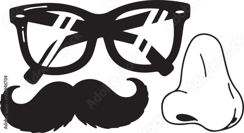A playful set of fake glasses, mustache, and nose for costumes