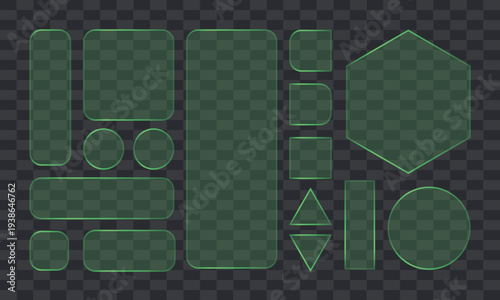 Green shapes on checkered background geometric