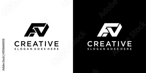 FN or NF initial letter logo design vector template