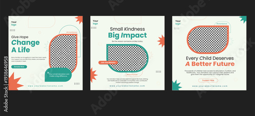 Donation Charity Social Media Post Template Set