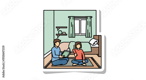 Father reading a book to his child in a cozy bedroom, fostering imagination and bonding time