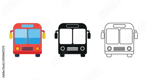 Vector graphic illustration of three different bus designs and variations for transportation
