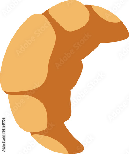 Classic croissant pastry isolated on light background. Fresh bakery product illustrated in flat vector style. Perfect for breakfast concept, bakery menu design, cafe advertising, pastry shop branding,