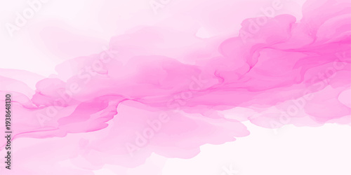 An abstract pink smoke background with watercolor ink textures and grunge paint splashes creates a vintage cloud pattern on a light paper design