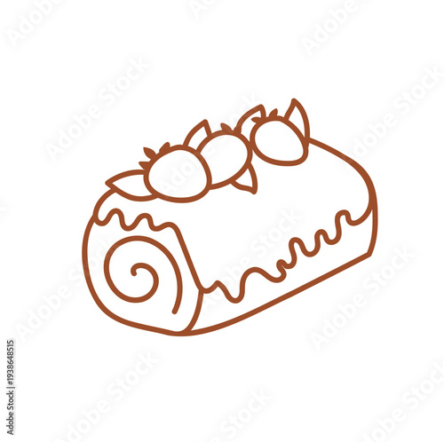 Swiss roll cake outline icon vector illustration