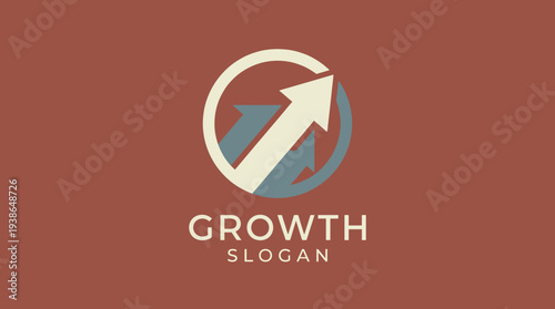 The image showcases a circular logo featuring arrows, signifying growth and progress, ideal for businesses focusing on development and movement towards future goals.