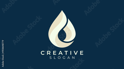 This image features a modern logo design with a water droplet motif, symbolizing creativity and fluidity in a clean and visually appealing manner.