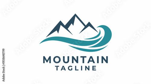 Featuring sharp mountain peaks blended with elegant waves, this logo captures the spirit of adventure and nature, perfectly representing a brand focused on outdoor exploration.