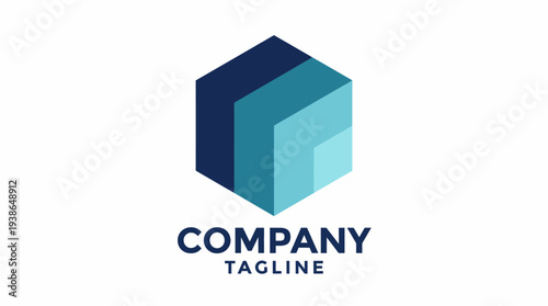 This image features a modern geometric logo in blue tones designed for a company seeking a sleek and professional brand identity showcasing innovation and creativity.