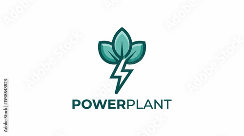 This logo features a green leaf intertwined with a lightning bolt, symbolizing energy and sustainability, perfect for an eco-friendly brand or power company.